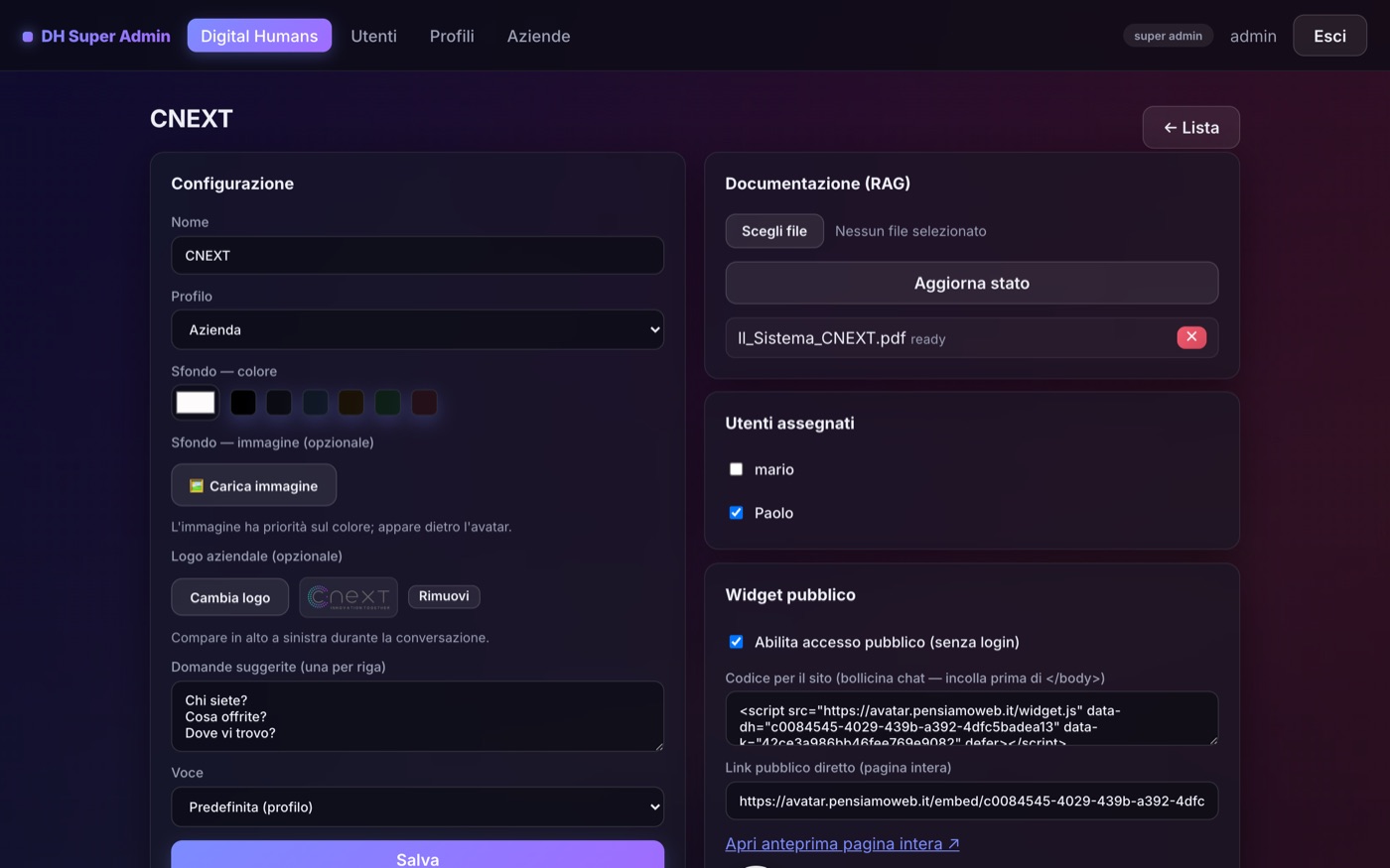 La console di amministrazione AURA